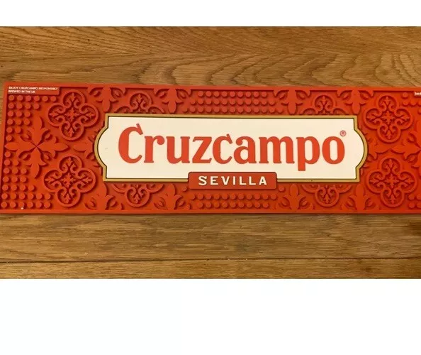 2 X Cruzcampo Rubber Bar Runner, Pub, Bar, Mancave, Bomba de Cerveza, Lager, Ale, Sidra