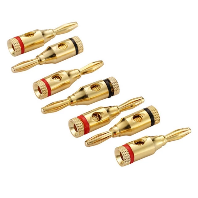 24 fiches banane plaquées or pour connecteurs audio