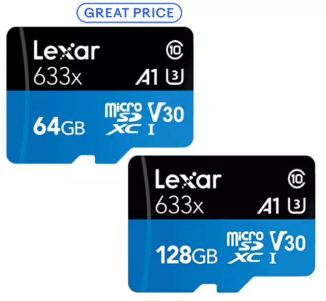 For Dash Cam Lexar 64GB 128GB Micro SD XC Class 10 A1 U3 Memory Card