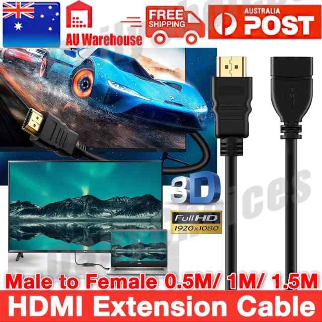 HDMI Extension Cable Male to Female Lead v1.4 3D 4K High Speed Extender Cord AU