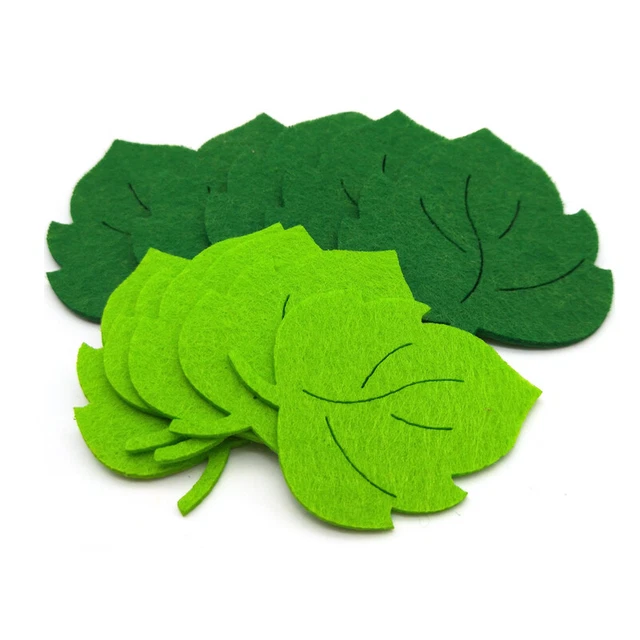 10pcs Leaves Green Felt Non-Woven Patches Appliques DIY Handcrafts Accessories