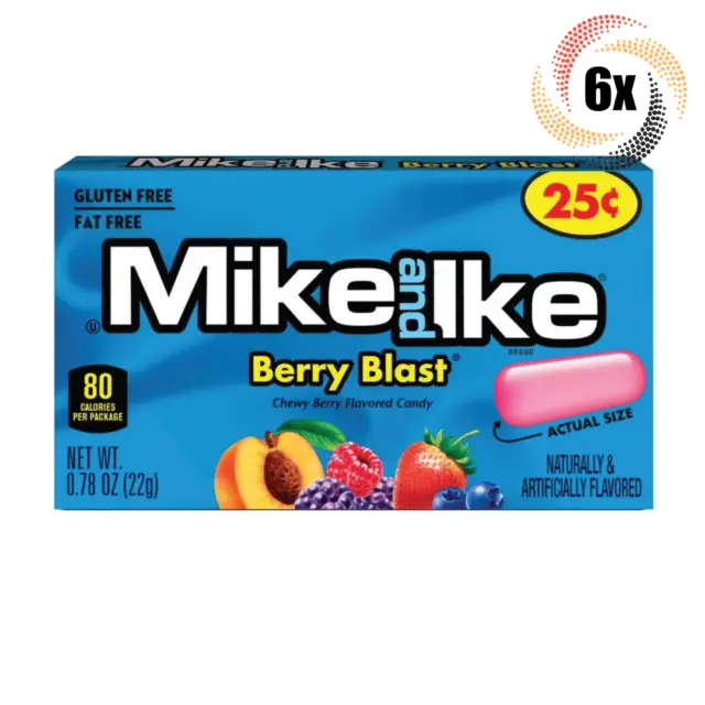 6x Packs Mike & Ike Berry Blast Flavored Chewy Candy | .78oz | Fat & Gluten Free