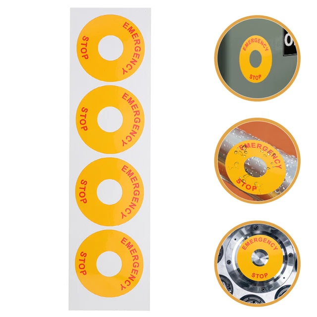 ADHESIVE EMERGENCY STOP Sign Equipment Warning Labels Signage £7.55 ...