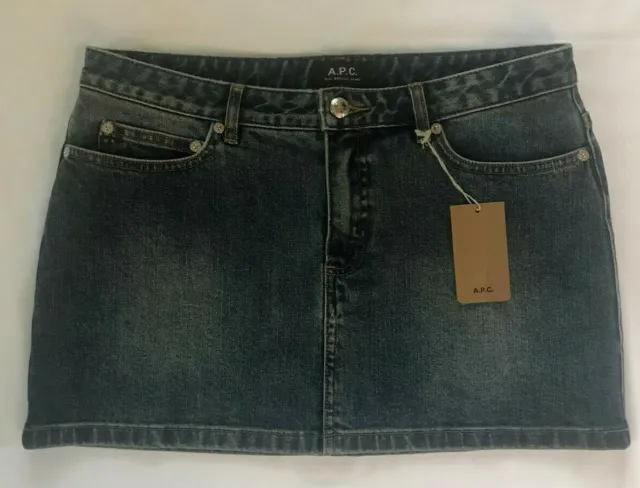 A.P.C Rue Madame Paris Denim Mini Skirt Jupe Indigo Delave Size 40 NEW