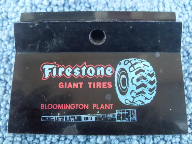 Vintage Firestone Paperweight/pen holder from Bloomington giant tires plant