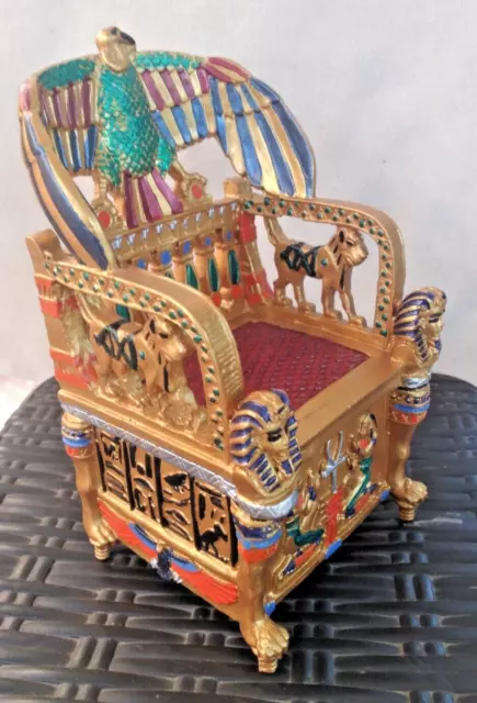 EGYPTIAN SITTING STATUE TUT Egypt Throne Tutankhamen Red*Gold