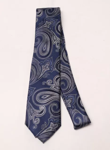 Nordstrom Men's Vackar Paisley Swirl Print 100% Silk Tie CF6 Navy One Size NWT