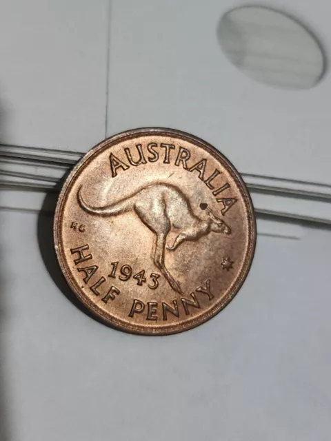 Australian 1943 HALF PENNY UNC/ CH UNC