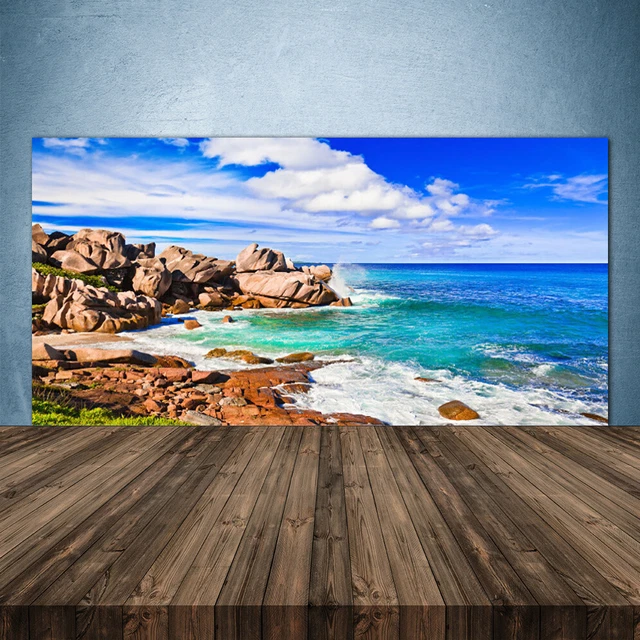 Crédence Cuisine En Verre 100x50 Cm - Motif Paysage Mer Et Plage, Moderne, Neuf !
