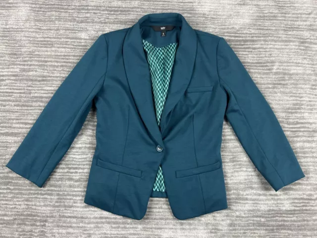 Mossimo Blazer Womens Small Green Teal One Button Front Pockets