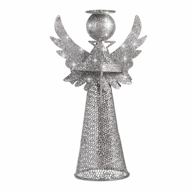 Sapin de Noël Dessus Argent Haut Ange Décoration Figurine pour Maison Ornements