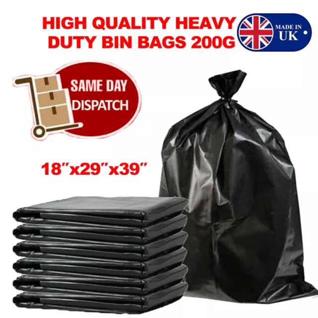 Extra Strong Bin Liners Bags Heavy Duty Black Rubbish Waste Refuse Sacks 200G