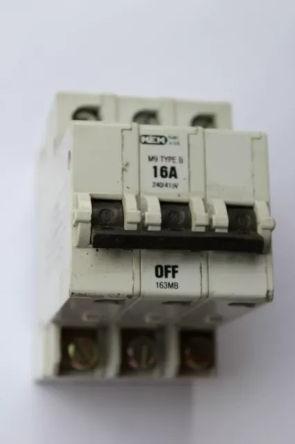 MEM M9 Type B 163 MB 16A triple pole 3P MCB Mini Circuit Breaker 240/415V