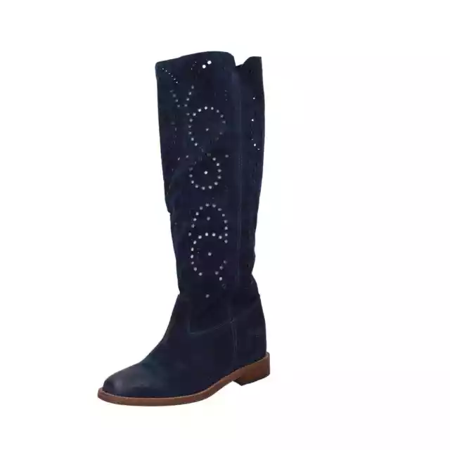 chaussures femme GIANNI CRASTO bottes bleu daim Z16 EZ737