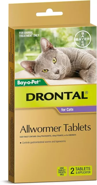 Drontal Allwormer Tablets for Cats and Kittens - 2 Pack
