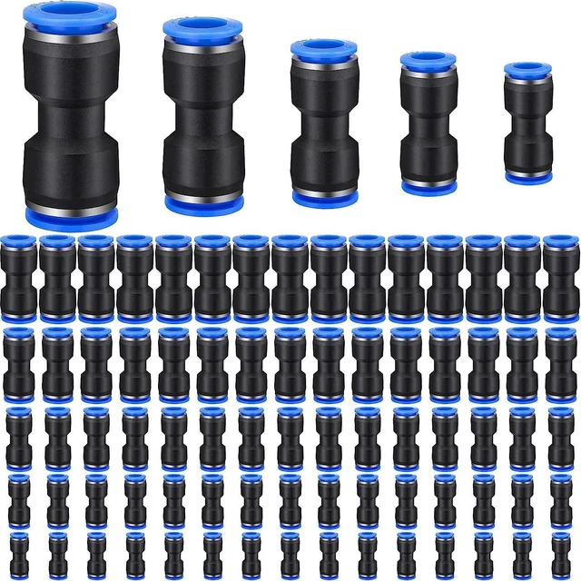 100 Pieces Air Hose Fittings Air Line Fittings Straight Push to Connect 4 6 8 10