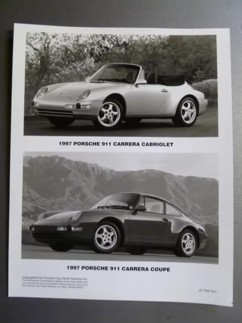 1997 Porsche 911 Carrera Cabriolet & Coupe B&W Press PCNA Issued Photo RARE L@@K