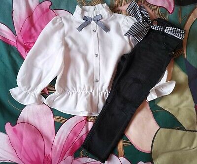 River Island RI Girl's shirt top and Molly jeans outfit set size 2-3 years