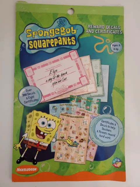 2001 Spongebob Squarepants reward decals and certificates book