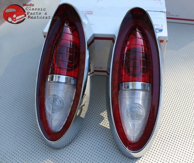 54 Chevy Tail Lights Backup Brake Lens Chrome Bezel Gasket Guide Marking