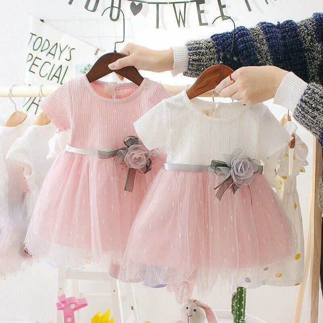 Newborn Baby Girls Flower Princess Tutu Dress Skirt Party Wedding Gown Dress Set