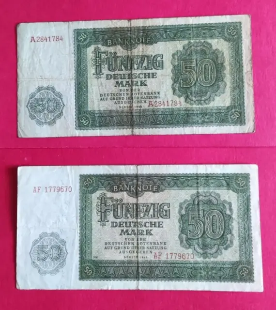 50 Mark Ddr Banknoten Deutsche Mark 1948 Ostmark Ros. 345 Deutscher Druck Set