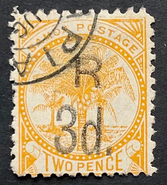Samoa 1895 3d on 2d yellow p11 used SG 76a. (Ct£16)
