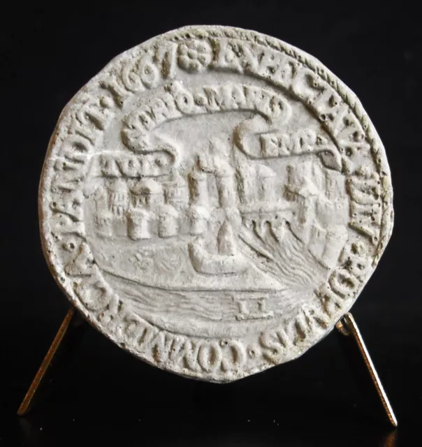 Medallón De Yeso c1900 Pandit 1667 Canal Del Languedoc Toulouse Luis XIV