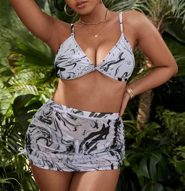 Womens Size 24 Marble Swimming Costume Bikini Swimsuit Swimwear 4XL  High Waist