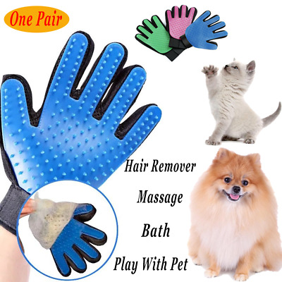 1Pair Pet Hair Remover Gloves Dog Cat Brush Bath Grooming Massage Cleaning Tool