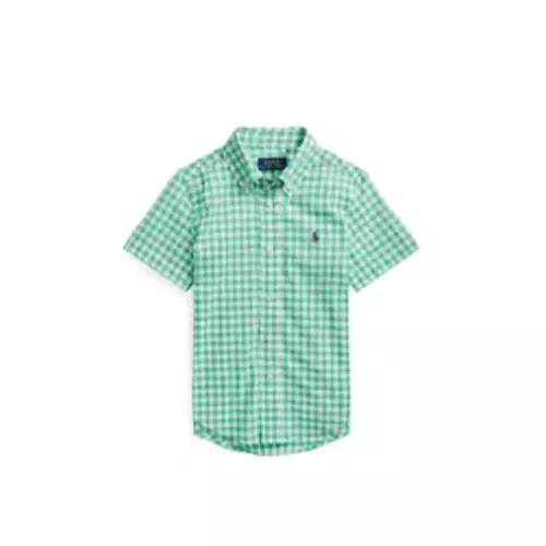 Ralph Lauren Childrenswear Boys 2-7 Geometric Poplin Short Sleeve Shirt Size 5