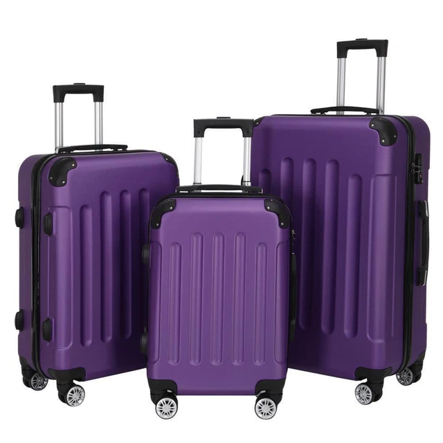 Luggage Set ABS Hardshell Suitcase Spinner Wheels TSA Lock 20"/24"/28" Purple
