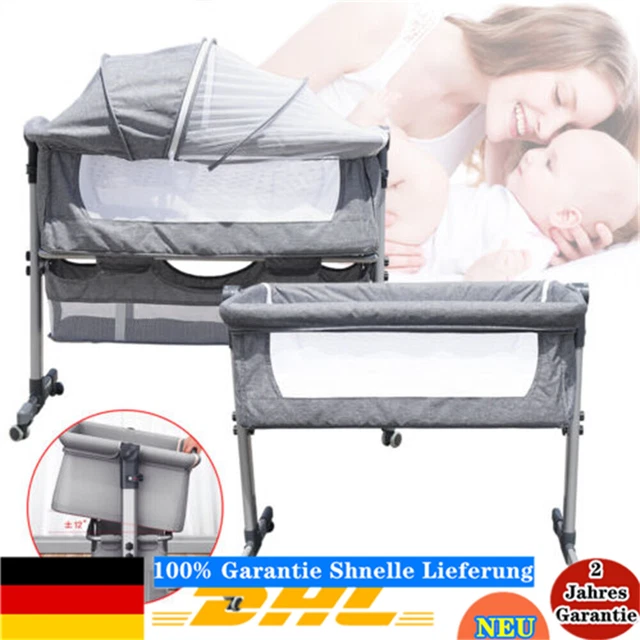 Kinderbett Babybett Beistellbett Zustellbett Matratze mit Rollen Einstellbar DHL