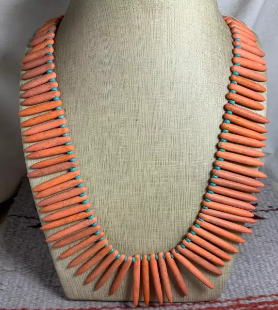 23" Orange spike shape Howlite bead necklace/ (z248-w4)