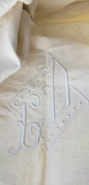 French Vintage Monogrammed Metis Sheet