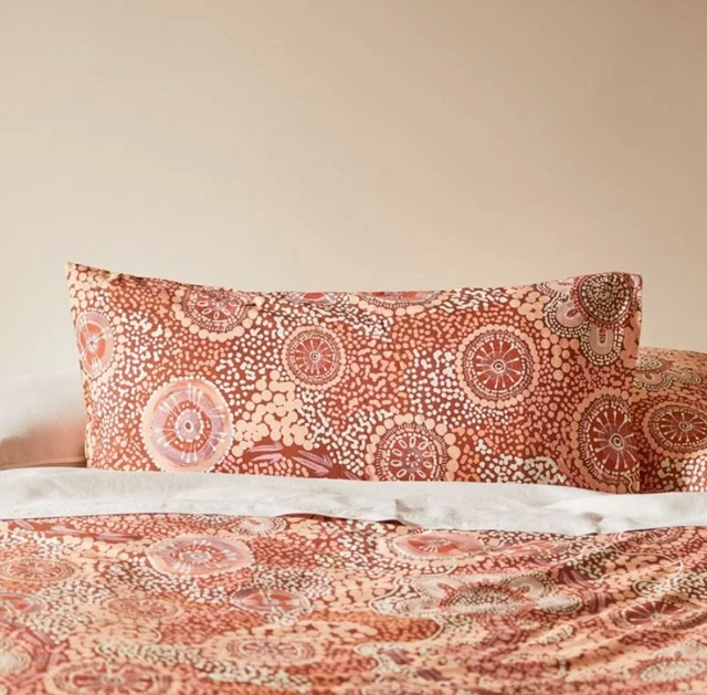 1xAdairs King 50x90 Pillowcase Cungelella Bilabila Coral Sunset RARE BNWT RRP$60