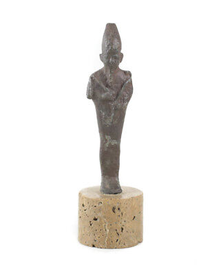Small Egyptian bronze figure of Osiris, Late Period?  mummiform, with atef crown