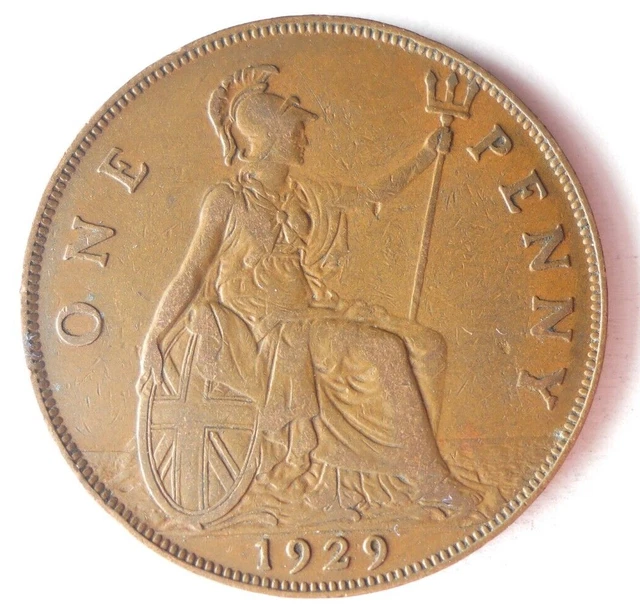 1929 GREAT BRITAIN PENNY - Excellent Coin - Free Ship - Premium Bin #3