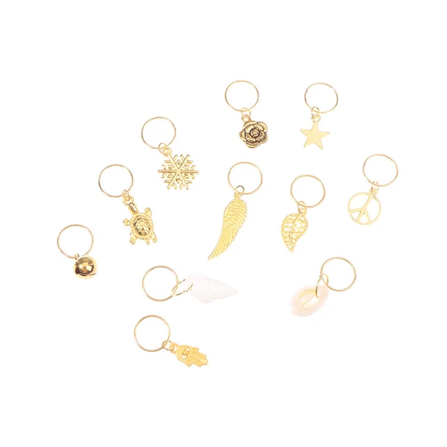 5 PIEZAS Cáscaras Estrella Dorada Cuentas de Cabello Trenza Cabello Alfileres Anillos Clips Hágalo usted mismo TS
