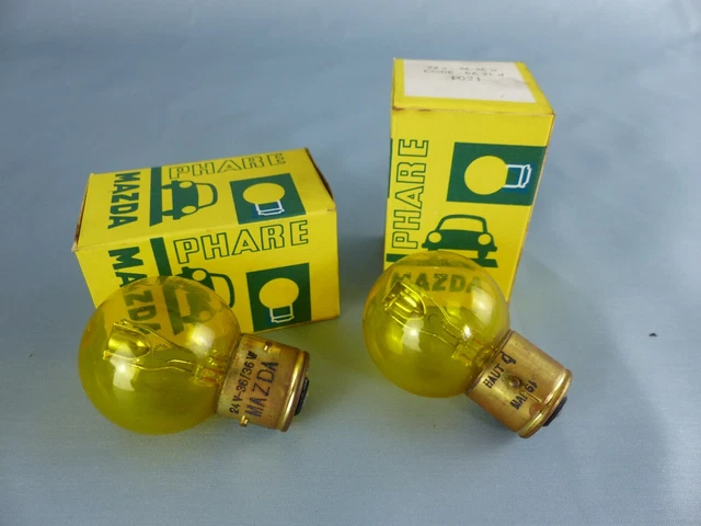 Lot De 4 Ampoules Jaunes Fischer 24V 50/55W - Pour Voiture Ancienne Ou Youngtimer, Neuves