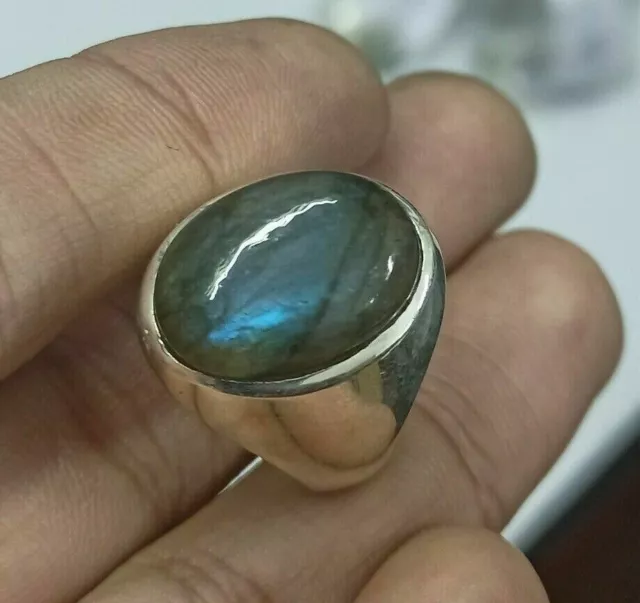 Labradorite 925 Sterling Silver Handcrafted Ring Size 10 Gm 10.7