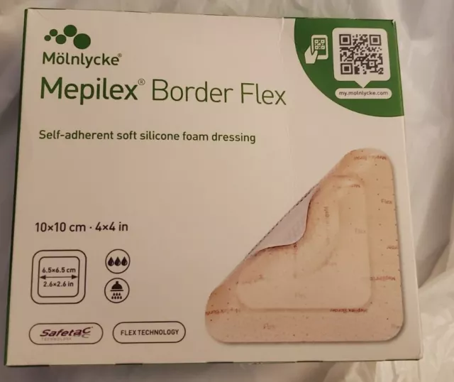 💞5 Mepilex Border Flex 4x4" Self-Adherent Soft Silicone Foam Dressing 595300💞