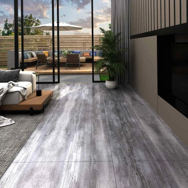 Listoni Autoadesivi in PVC 5,21 m? 2 mm Legno Grigio Opaco