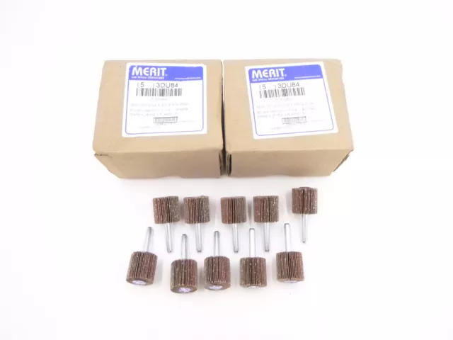 10 Pack Merit 3DU84 Mounted Flap Wheel Coarse Coated 1" X 1" X 1/4" Shank 80-ARB
