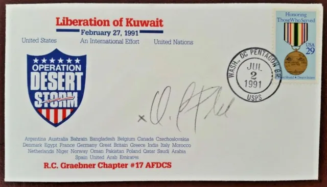 Colin Powell Firmata Copertina Liberation Of Kuwait Original Rare