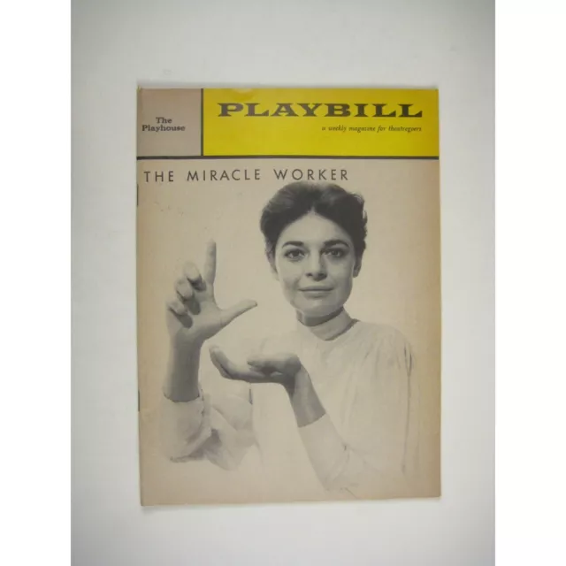 The Miracle Worker 1960 Playbill The Playhouse Anne Bancroft Patty Duke in Playb
