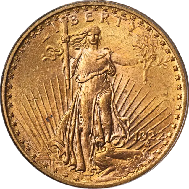 1922-P Saint-Gaudens Gold $20 OGH PCGS MS62 Great Eye Appeal Strong Strike