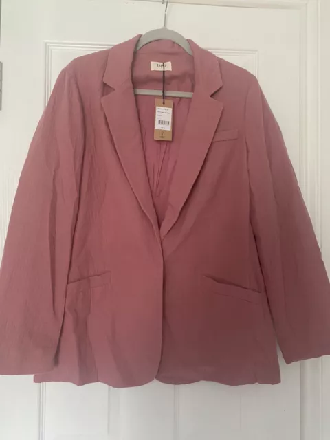 Hush Pink Crinkle cotton Blazer BNWT Size 12