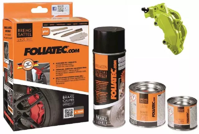 Brake Caliper Lacquer Paint Set Toxic Green Cleaner Steel Brush Glove - Foliatec