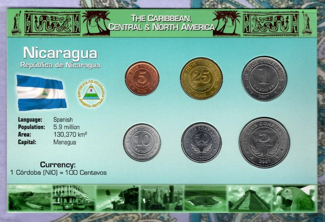 Littleton World Coin Set Nicaragua UNC 1997-2007 5,1 Cordobas 2007